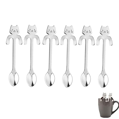Kaffeelöffel in Katzenform, 6 Stück